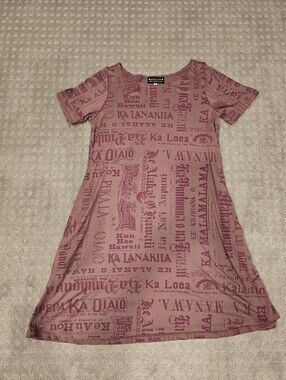 Kauluae Nupepa (Newspaper) Hawaii Print, Purple Dress, Size S